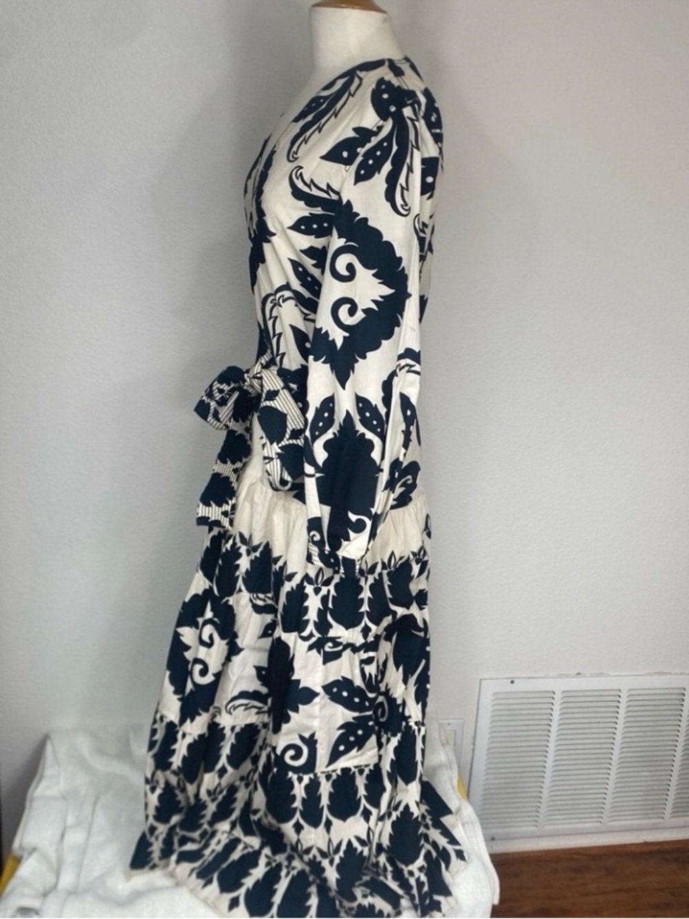 Zara Womens Black Cream Floral Cotton Tiered Maxi Dress Size Small Boho Coastal - Picture 4 of 16